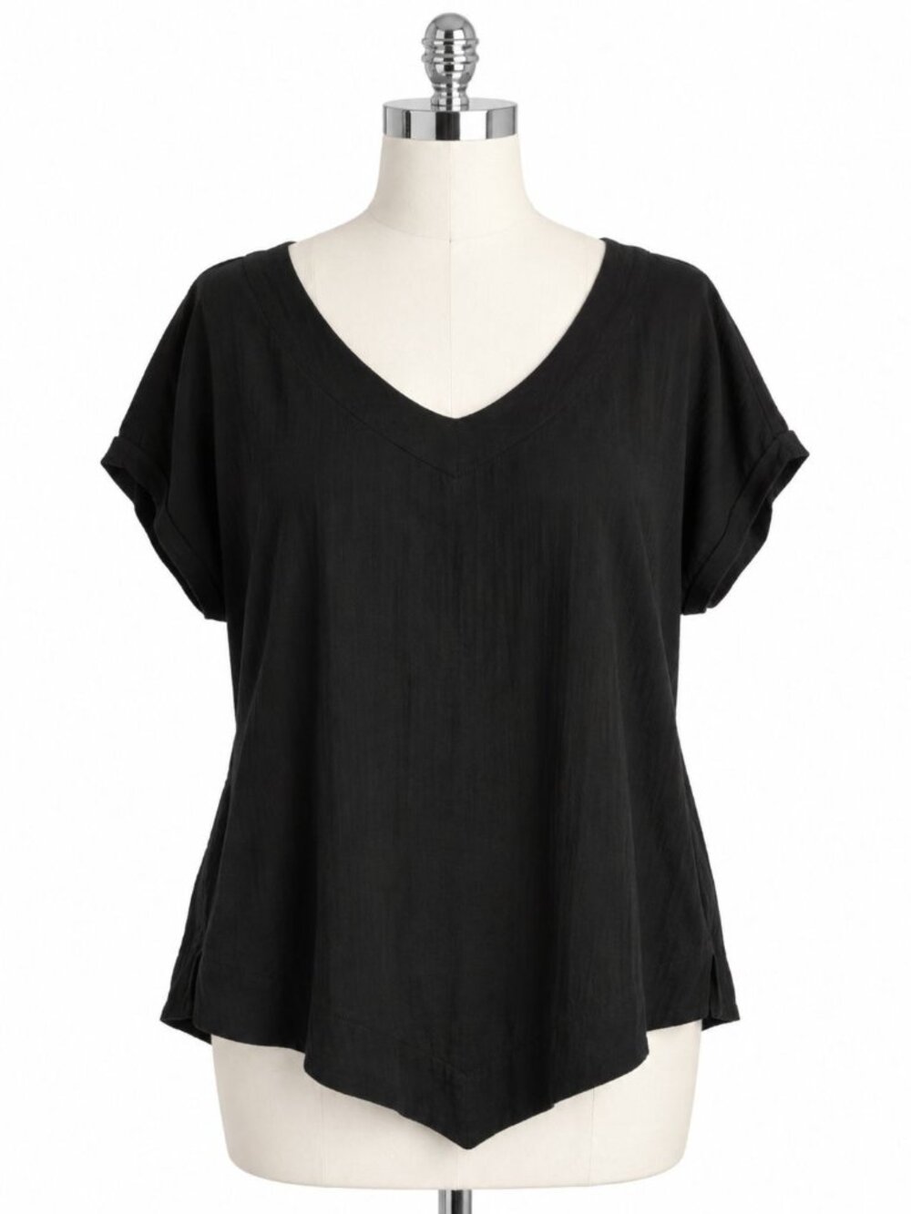 Oh My Gauze Venice V Neck Top XXL Black Cotton Gauze Lagenlook Size 3